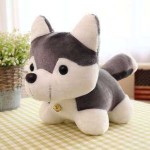 Cute Stuffed Grey Husky Dog Plush Animal Soft Toy